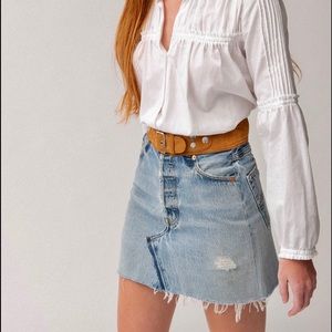 RE/DONE Levi’s Reconstructed Suede/denim skirt